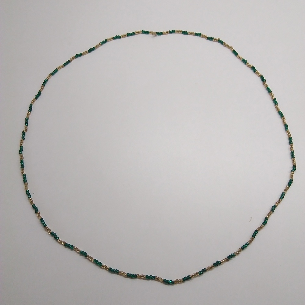 Tiny Green and Yellow Bead Necklace